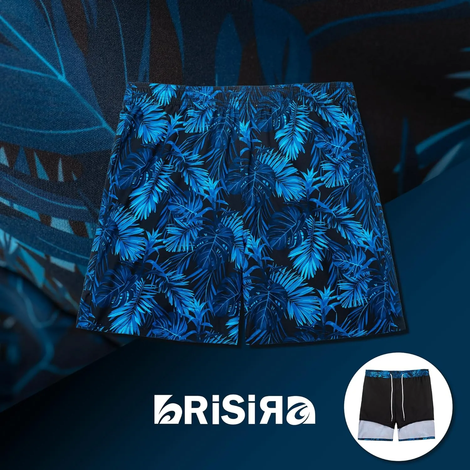 BRISIRA Big and Tall Swim Trunks for Men Compression Liner Bathing Suit with Pockets Swimsuit Beach Shorts Quick Dry 1X-6X