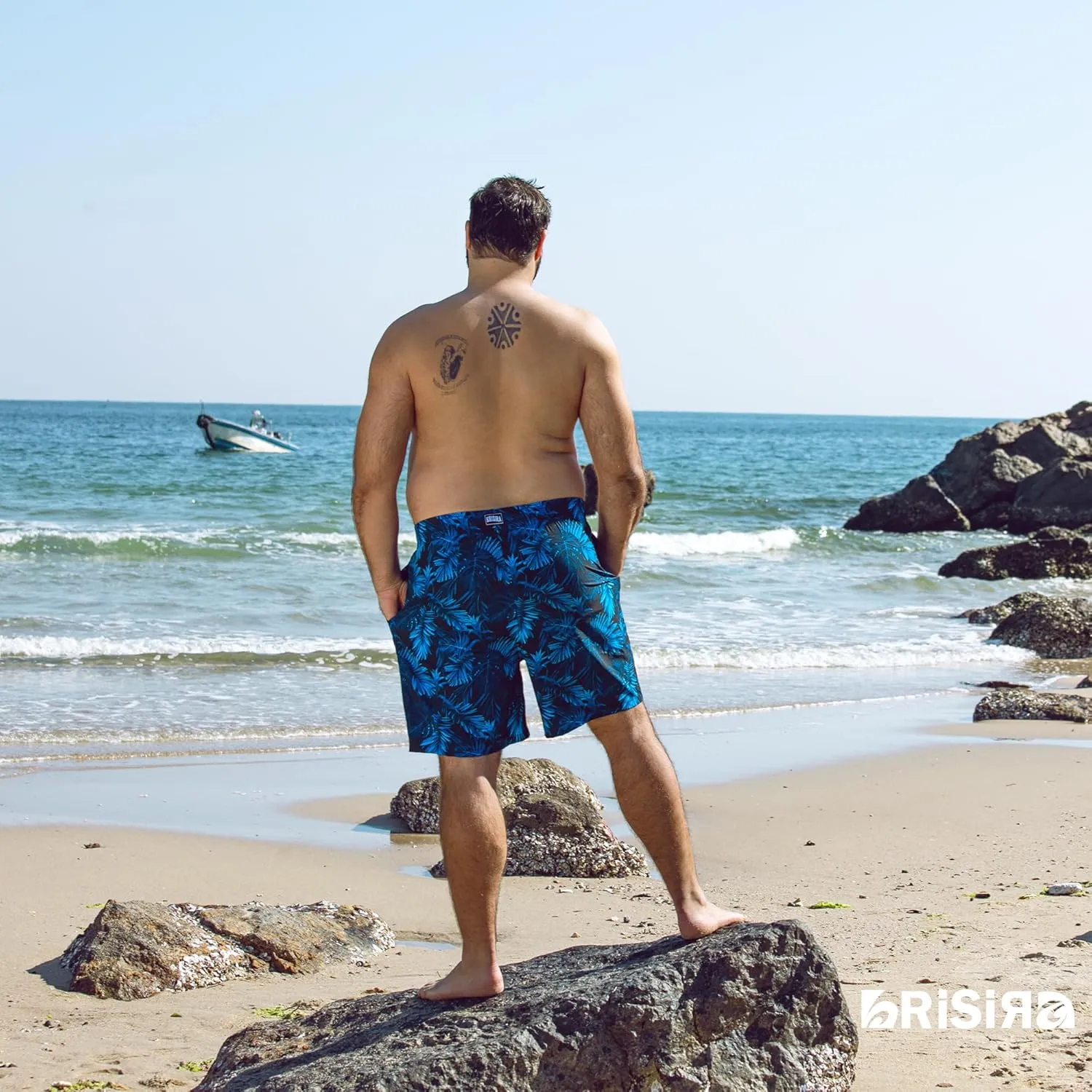 BRISIRA Big and Tall Swim Trunks for Men Compression Liner Bathing Suit with Pockets Swimsuit Beach Shorts Quick Dry 1X-6X
