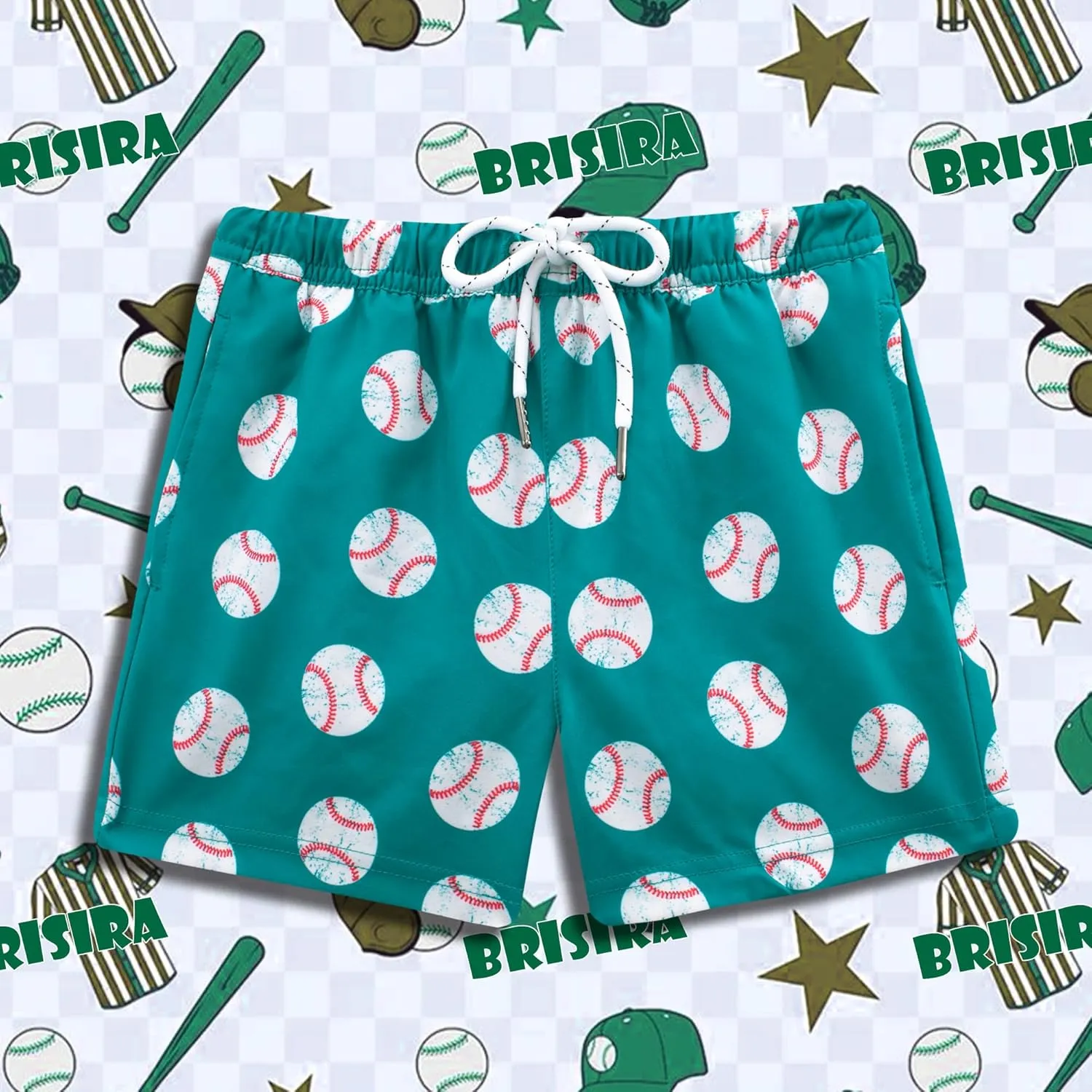 BRISIRA Boys Swim Trunks Bathing Suit Compression Boxer Brief Liner Anti-Chafe Swimsuit Swim Shorts Toddler Kids Youth Teen