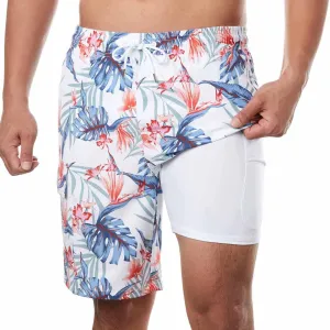 BRISIRA Mens Swim Trunks 9 Inch Inseam Board Shorts with Compression Liner Swimsuit Bathing Suit Quick Dry Cargo Pocket
