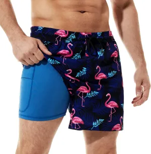 BRISIRA Mens Swim Trunks Bathing Suit 5 Inch Inseam Compression Liner Beach Swim Shorts Swimwear Quick Dry Zipper Pocket