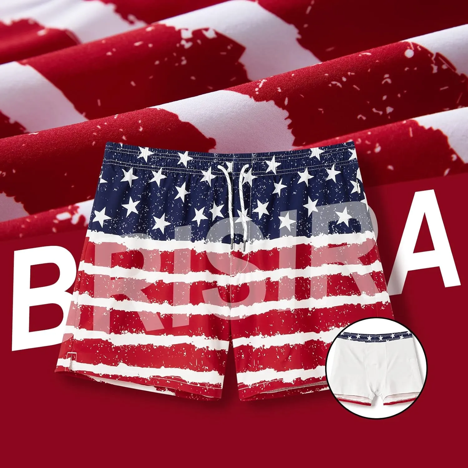 BRISIRA Mens Swim Trunks Bathing Suit 5 Inch Inseam Compression Liner Beach Swim Shorts Swimwear Quick Dry Zipper Pocket