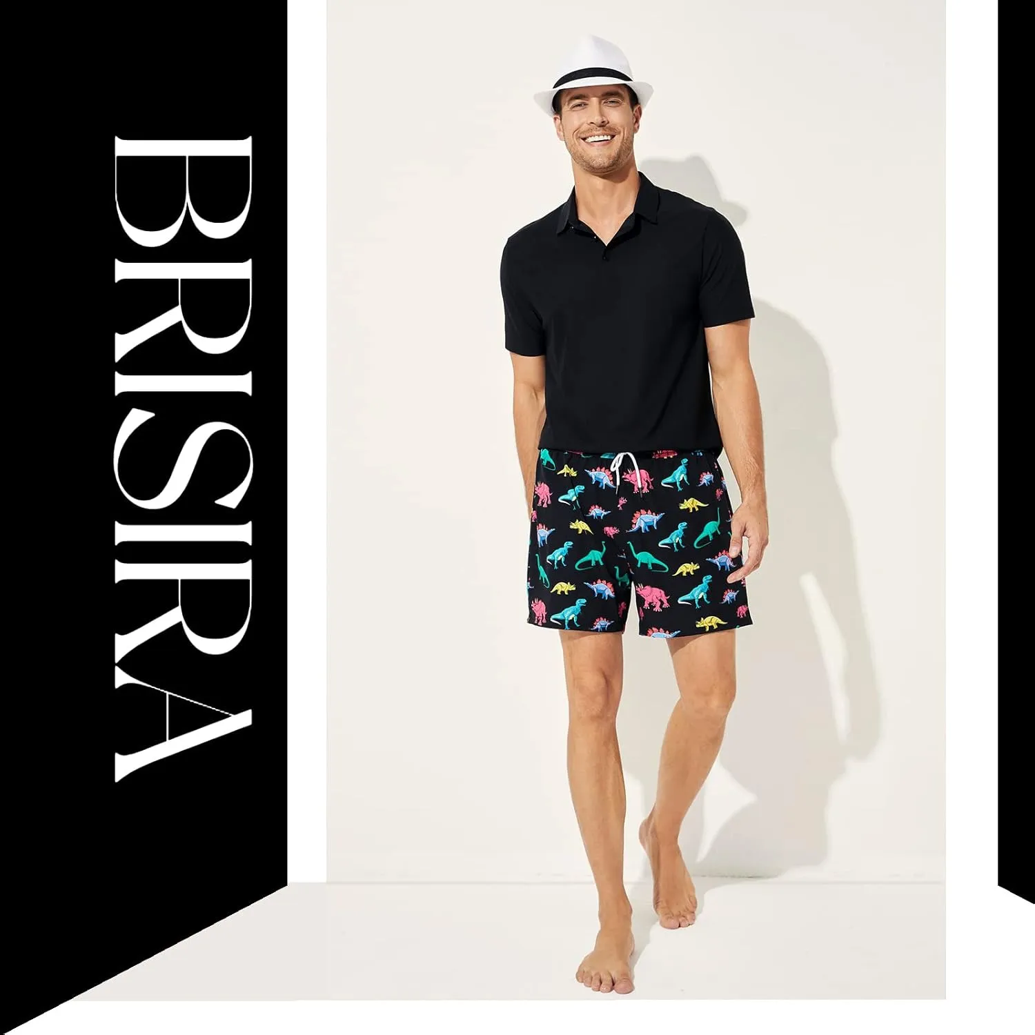 BRISIRA Mens Swim Trunks Bathing Suit 5 Inch Inseam Compression Liner Beach Swim Shorts Swimwear Quick Dry Zipper Pocket