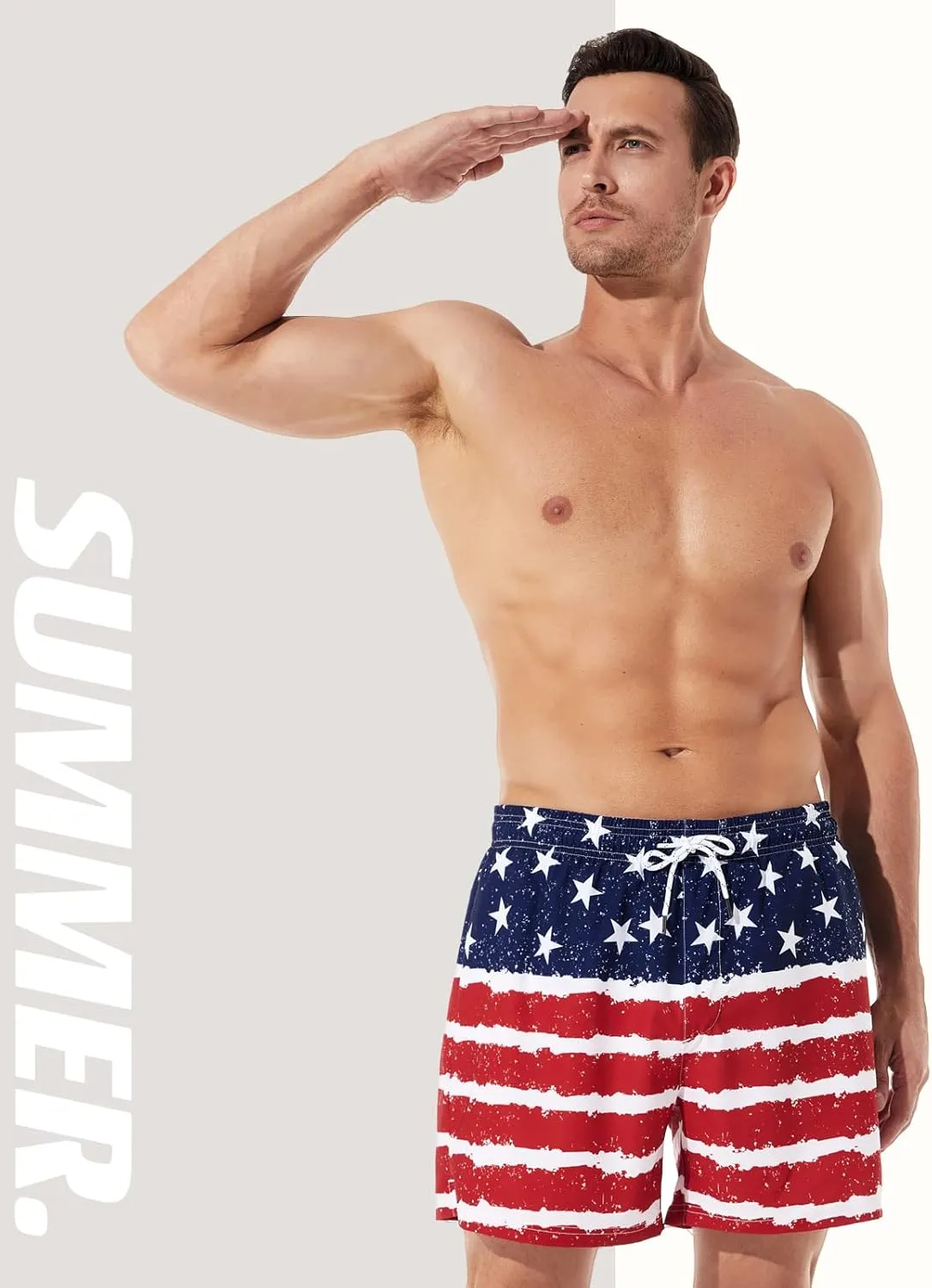 BRISIRA Mens Swim Trunks Bathing Suit 5 Inch Inseam Compression Liner Beach Swim Shorts Swimwear Quick Dry Zipper Pocket