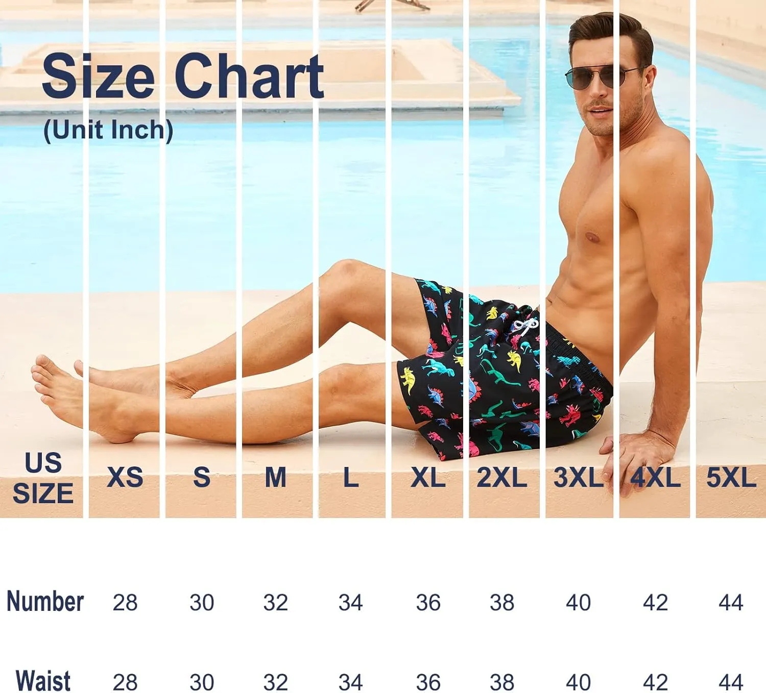 BRISIRA Mens Swim Trunks Bathing Suit 5 Inch Inseam Compression Liner Beach Swim Shorts Swimwear Quick Dry Zipper Pocket