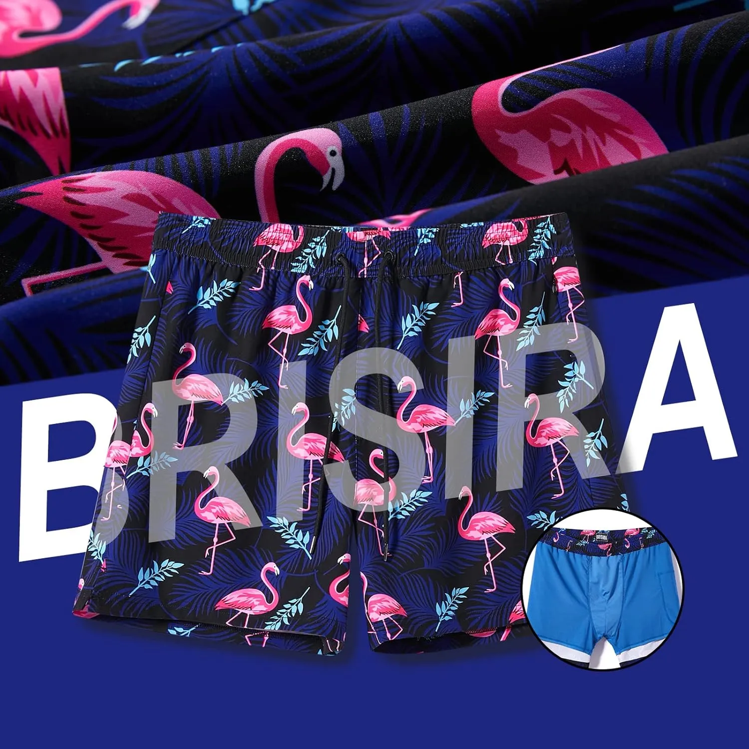 BRISIRA Mens Swim Trunks Bathing Suit 5 Inch Inseam Compression Liner Beach Swim Shorts Swimwear Quick Dry Zipper Pocket