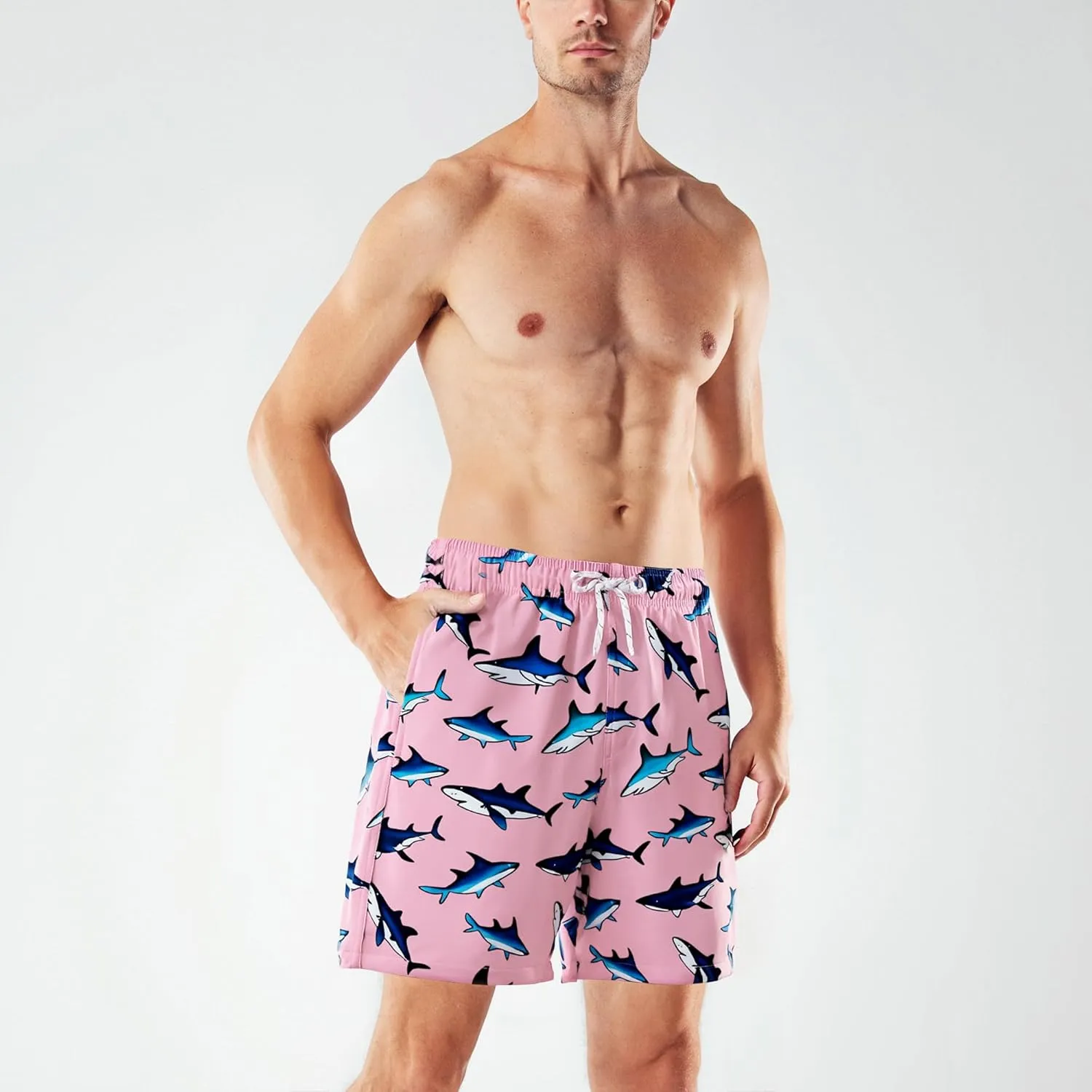BRISIRA Mens Swim Trunks Swim Shorts 7 inch Compression Liner Bathing Suit Beach Shorts Swimwear Stretch Quick Dry Pockets