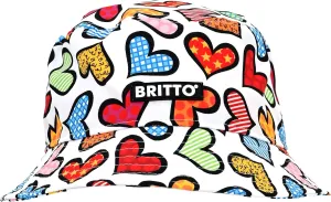 Britto Bucket Hat - Stylish Bucket Hats for Men & Elegant Bucket Hats for Women, Microfiber Boonie Sun Hat with UV Protection - Colorful Hearts Design