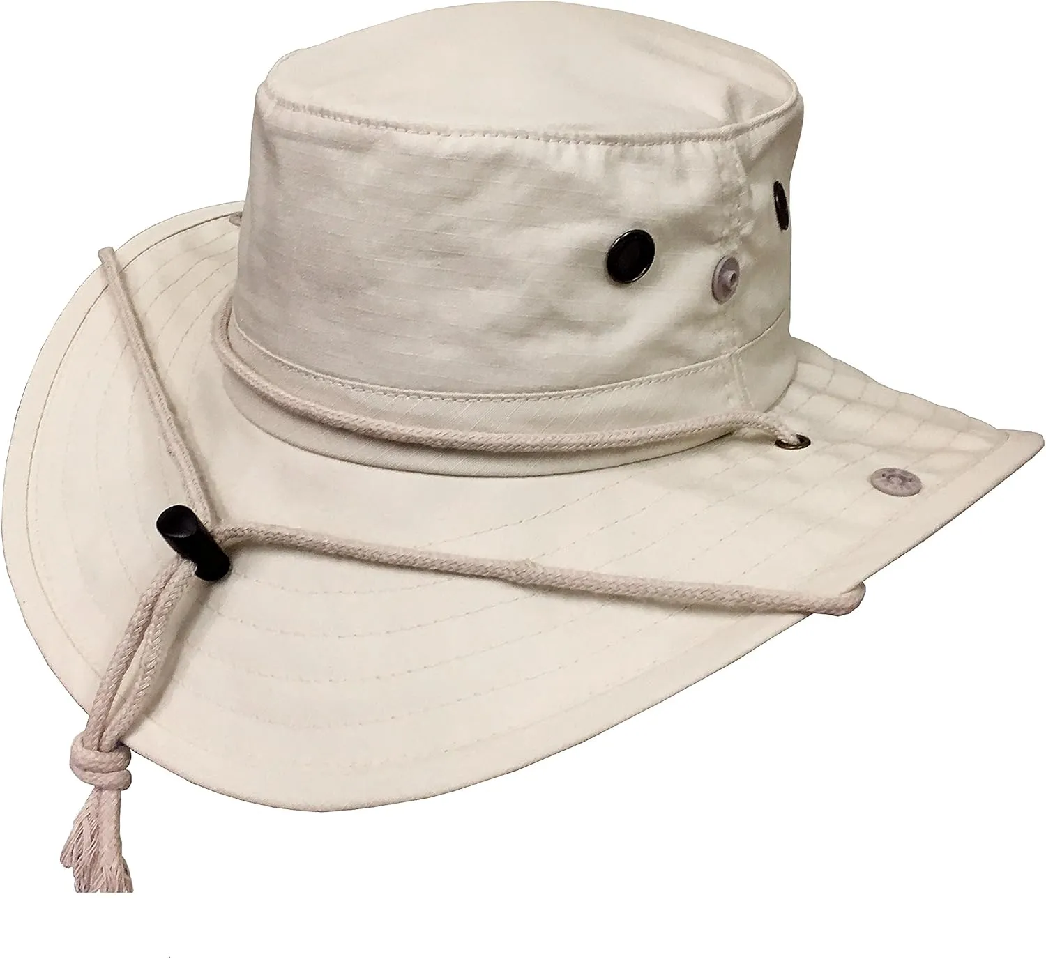 Broner Mens UV Blocker Big Brim Cotton Ripstop Sun Hat with Chincord