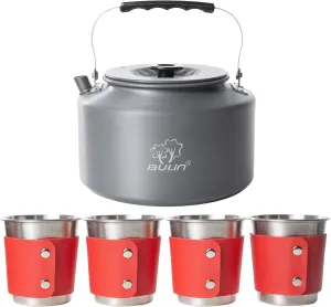 Bulin 2.2L Camping Kettle with 2&4 Stainless Steel Cups for Outdoor Camping Cookware Hiking Backpacking Kitchen Campfire and Picnic, Carrying Bag