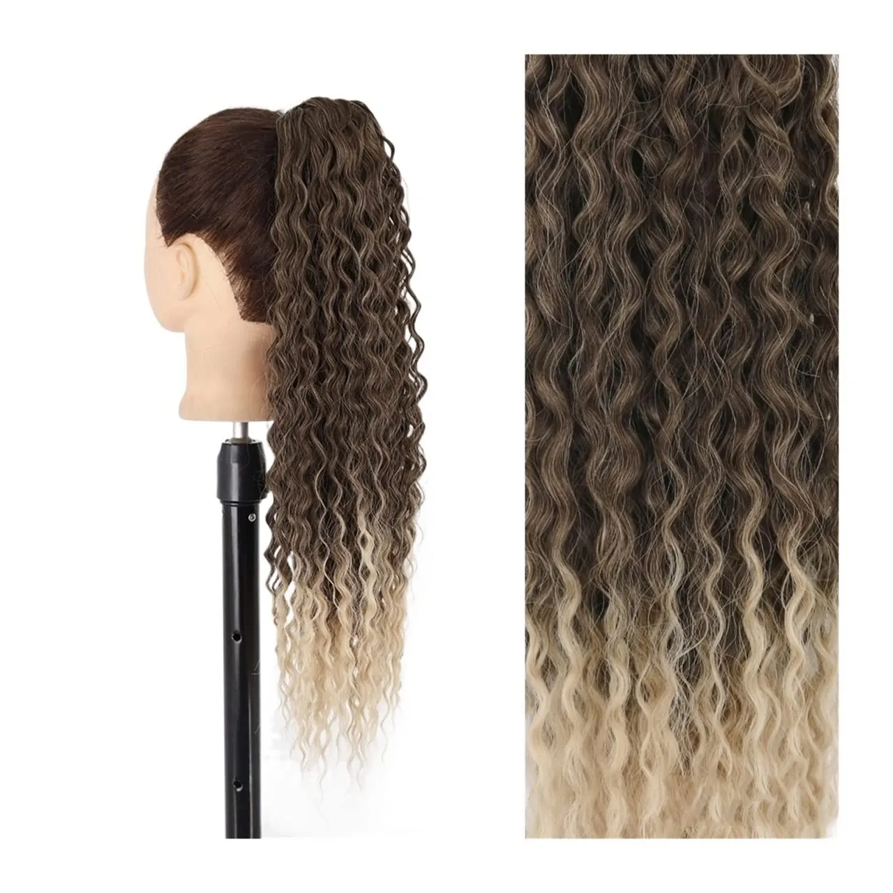 Bun Hair Pieces for Women 1-Pack Synthetic Long Wavy Drawstring Ponytail Clip-On Hair Extensions 24" Natural Wavy Female Hair Extensions Bun Messy Bun Hair Piece(07)