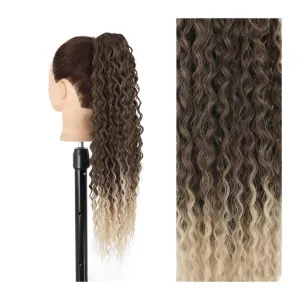Bun Hair Pieces for Women 1-Pack Synthetic Long Wavy Drawstring Ponytail Clip-On Hair Extensions 24" Natural Wavy Female Hair Extensions Bun Messy Bun Hair Piece(07)
