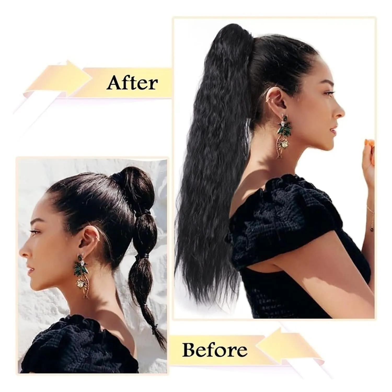 Bun Hair Pieces for Women 24" Long Curly With Drawstring Puff Ponytail Hair Extension Synthetic Ponytail Hair Clip Bun for Women's Everyday Use Messy Bun Hair Piece(06)