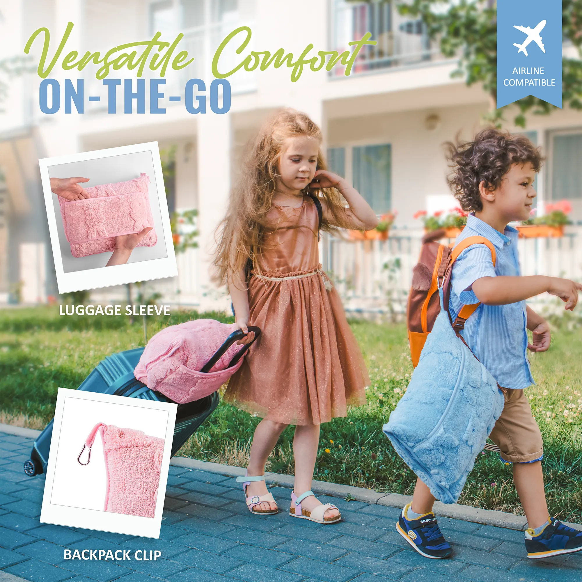 Bunny Packable Travel Blanket - Pink