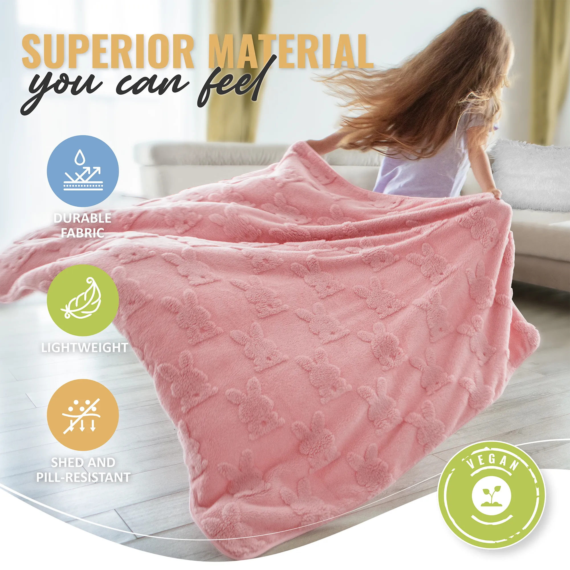 Bunny Packable Travel Blanket - Pink