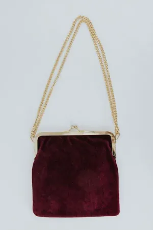 Burgundy Suede Clasp Purse