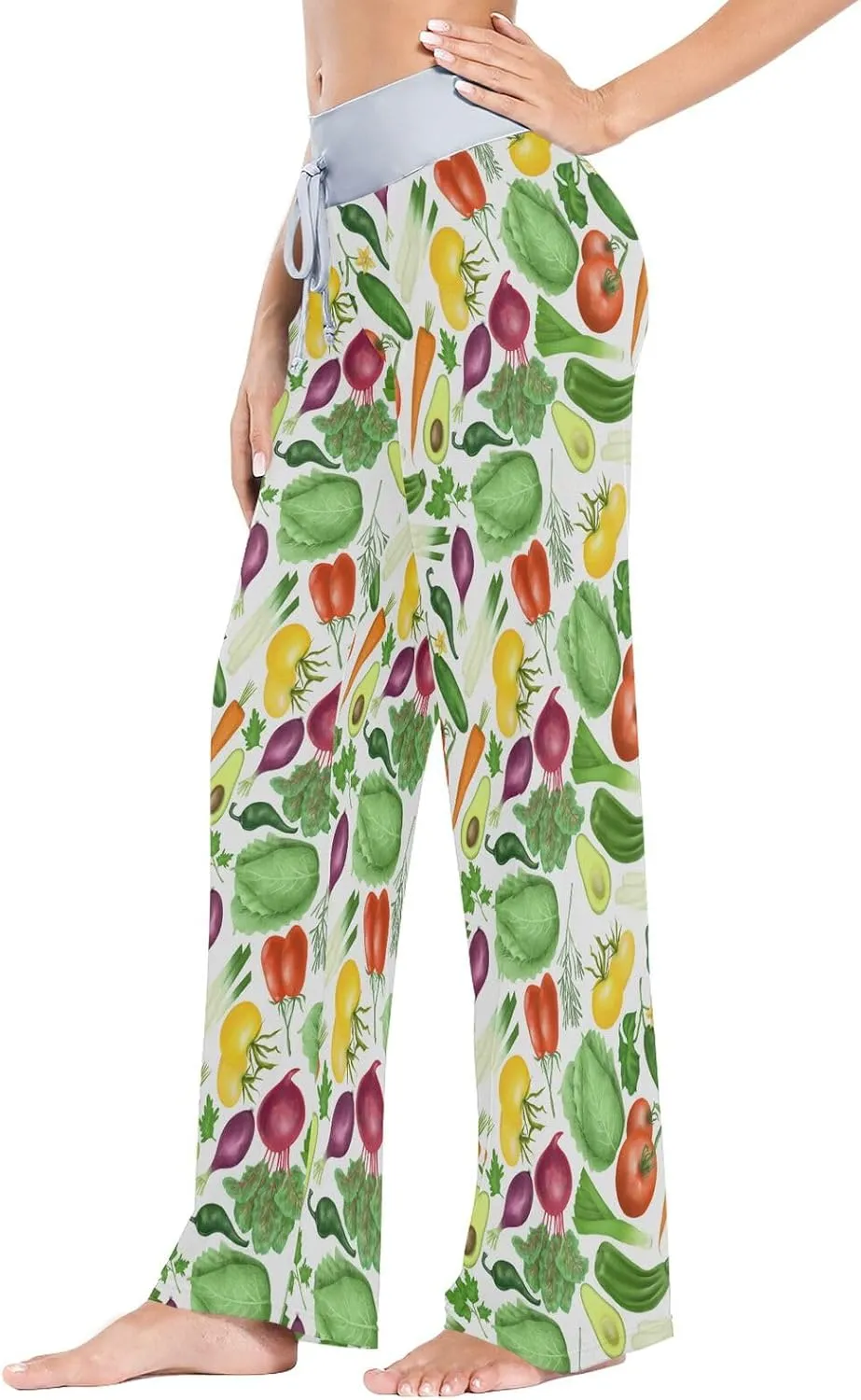 Cabbage Carrot Tomatoes Vegetables Women's Pajama Pants Purple Avocado Loose Wide Leg Pant Drawstring Sweatpants XS
