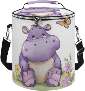 Camping Cooler Bag, Butterfly and Hippo Print Portable Ice Pack Outdoor Cooler Bag Picnic Cooler Bag Foldable Cooler Bag, style