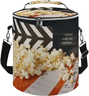 Camping Cooler Bag, Cinema Clapboard and Popcorn Print Portable Ice Pack Outdoor Cooler Bag Picnic Cooler Bag Foldable Cooler Bag, style