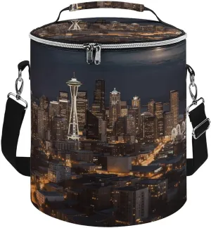 Camping Cooler Bag, City Seattle Print Portable Ice Pack Outdoor Cooler Bag Picnic Cooler Bag Foldable Cooler Bag, style