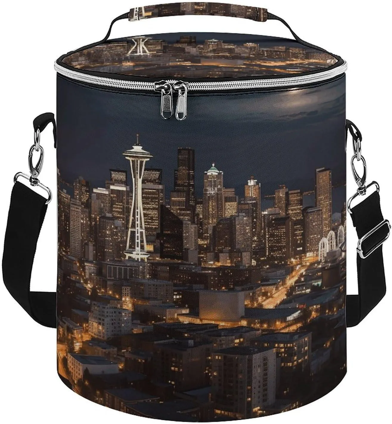 Camping Cooler Bag, City Seattle Print Portable Ice Pack Outdoor Cooler Bag Picnic Cooler Bag Foldable Cooler Bag, style
