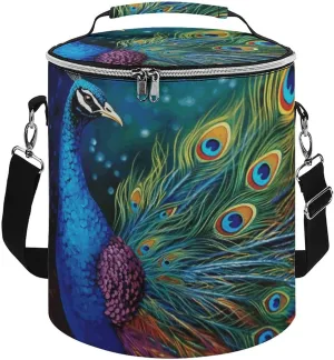 Camping Cooler Bag, Colored Peacock Print Portable Ice Pack Outdoor Cooler Bag Picnic Cooler Bag Foldable Cooler Bag, style