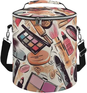 Camping Cooler Bag, Cosmetic and Makeup Theme Pattern Print Portable Ice Pack Outdoor Cooler Bag Picnic Cooler Bag Foldable Cooler Bag, style