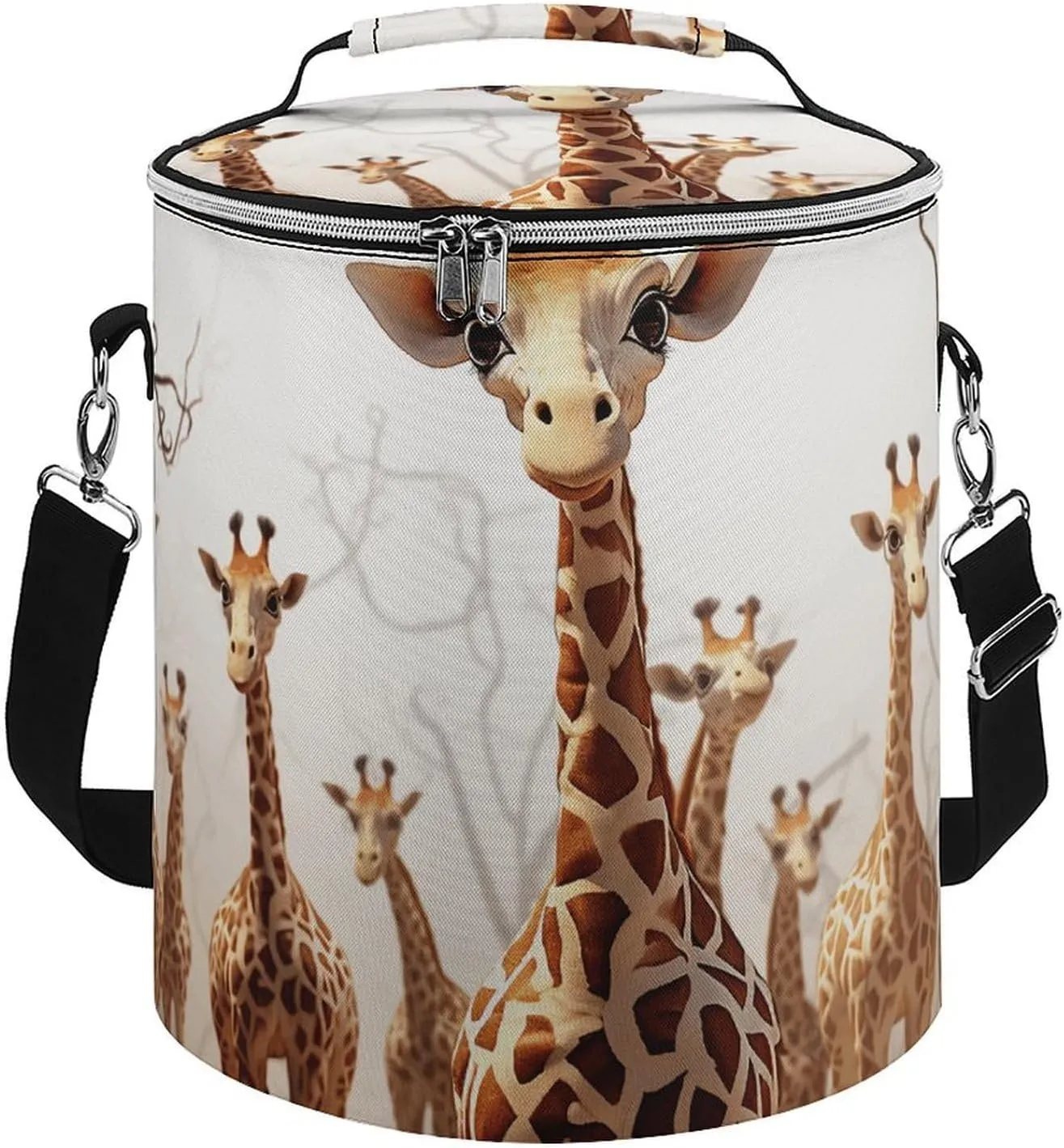 Camping Cooler Bag, Cute Cartoon Funny Giraffes Print Portable Ice Pack Outdoor Cooler Bag Picnic Cooler Bag Foldable Cooler Bag, style