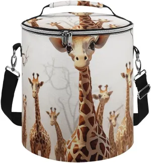 Camping Cooler Bag, Cute Cartoon Funny Giraffes Print Portable Ice Pack Outdoor Cooler Bag Picnic Cooler Bag Foldable Cooler Bag, style