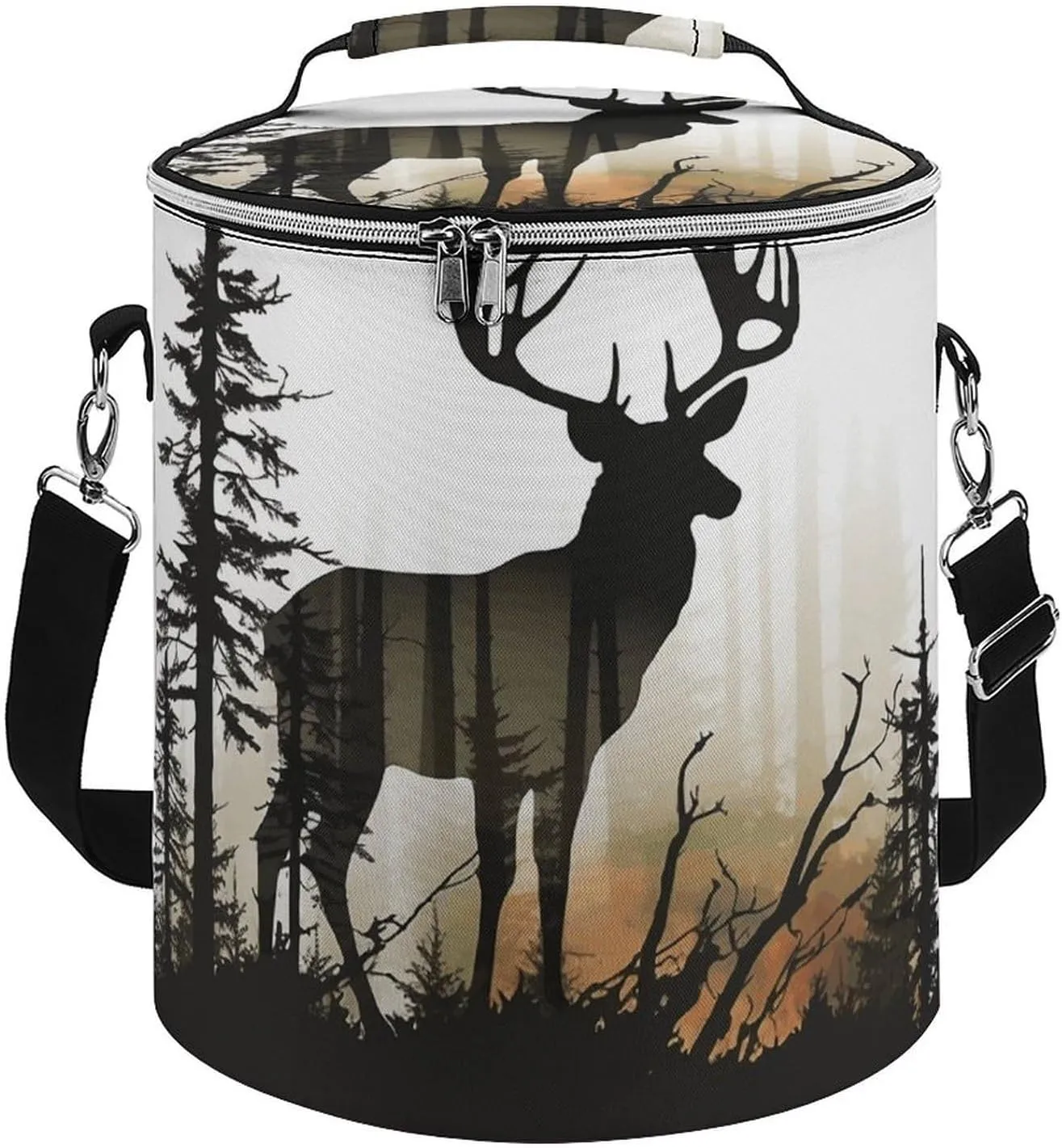 Camping Cooler Bag, Deer Silhouette Print Portable Ice Pack Outdoor Cooler Bag Picnic Cooler Bag Foldable Cooler Bag, style