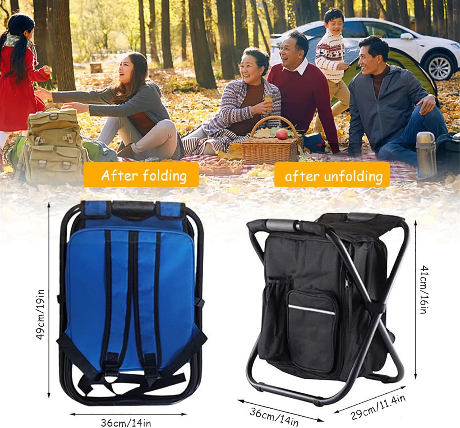 Camping Stools, Backpack Chair for Outdoor Enthusiasts, Portable Fishing Chair with Large Capacity, Durable & Compact, Gift for Men, for Camping, Hiking, Beach & Picnic ArmyGreen