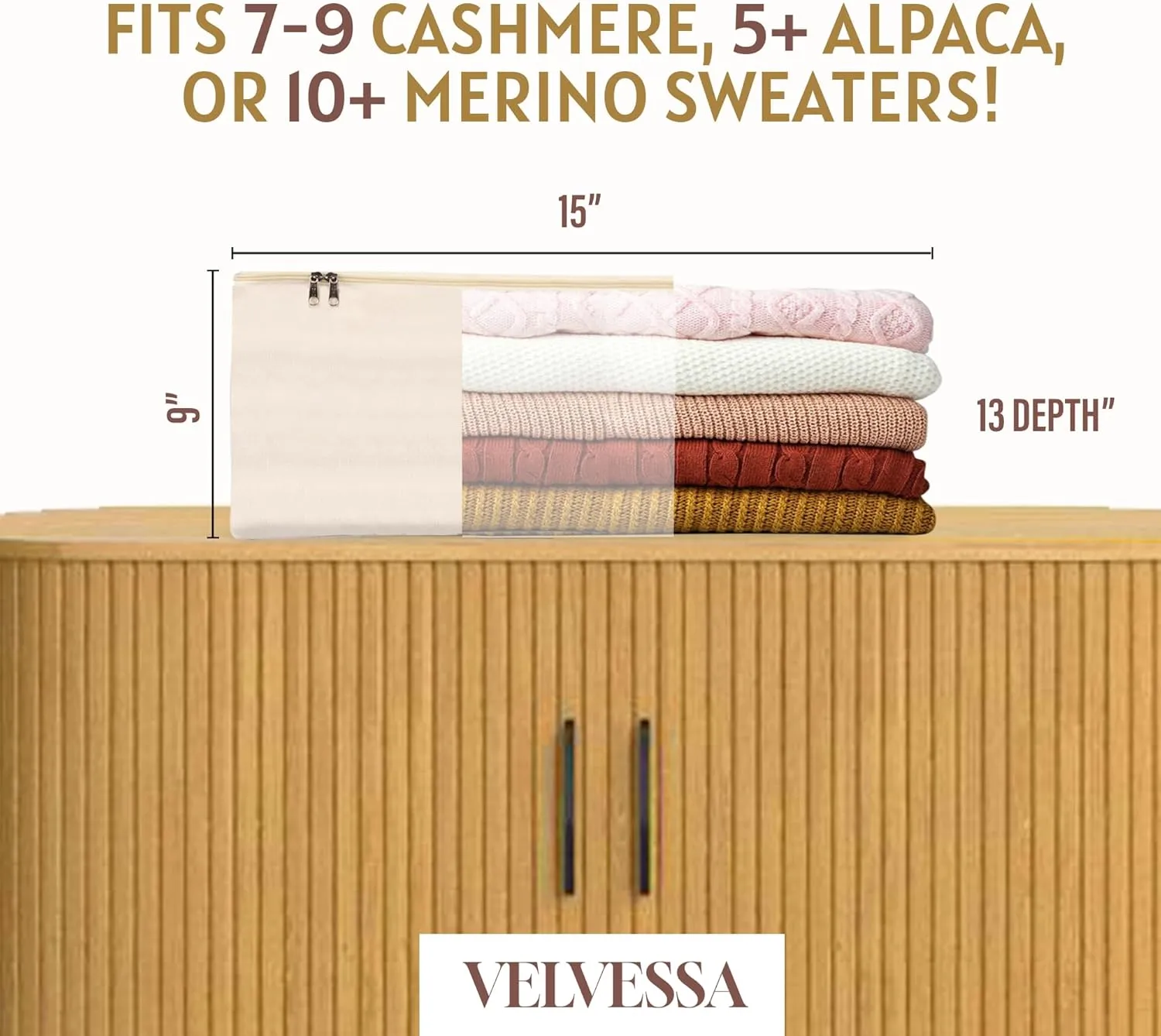 Canvas Storage Bag Organizer to Protect from Moth, Moist, Dirt, Dust, etc. - Set of 3 (15" L x 13" W x 9" H) Garment Storage Bags for Clothes, Sweaters and More –Underbed Storage Bag