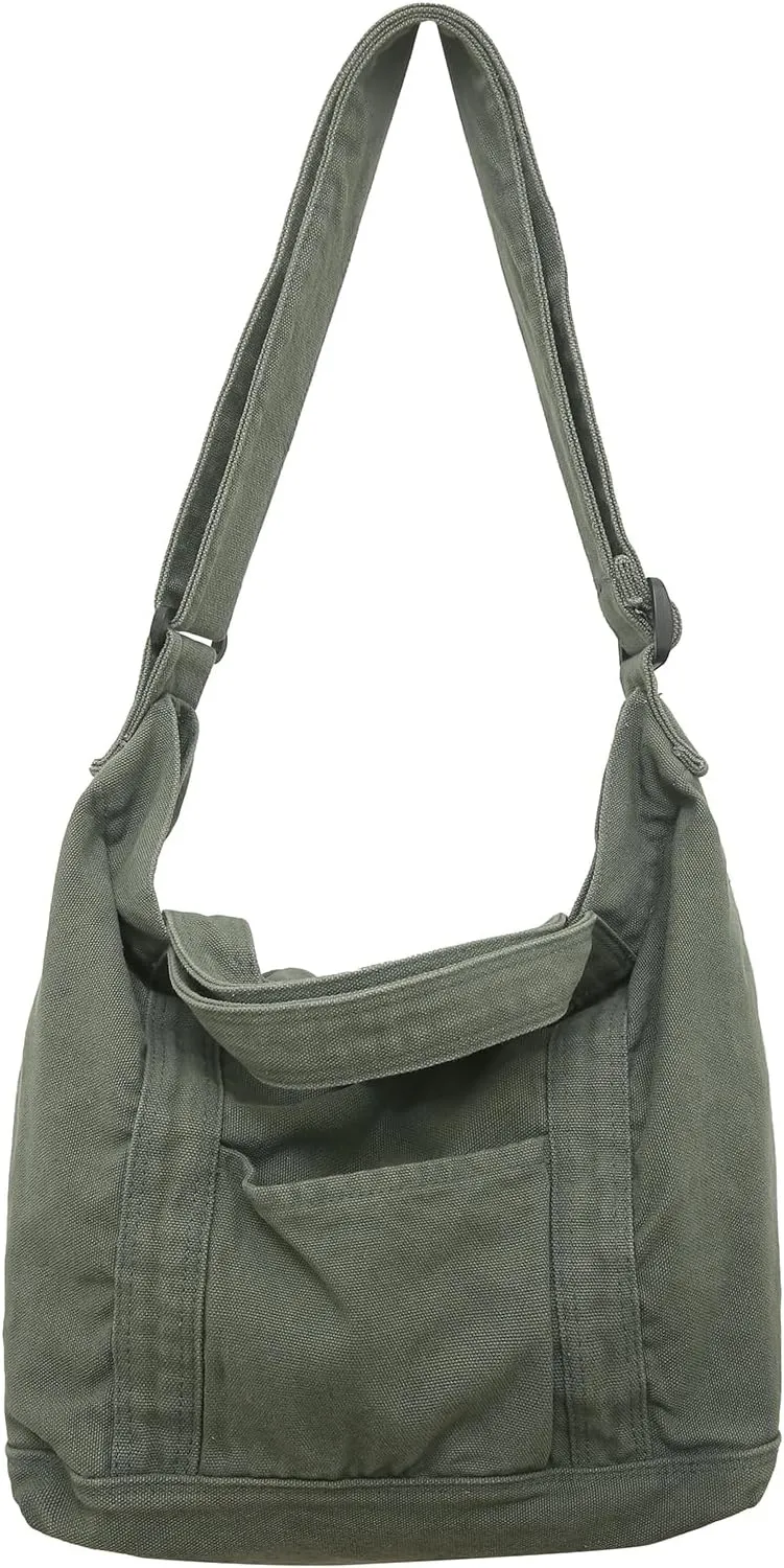 Canvas Tote Bag for Women with Pockets Cute Small Crossbody Bag Purses Handbag for Work Beach Tote Bag