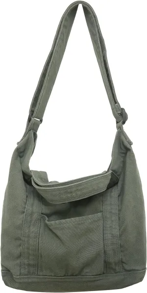 Canvas Tote Bag for Women with Pockets Cute Small Crossbody Bag Purses Handbag for Work Beach Tote Bag