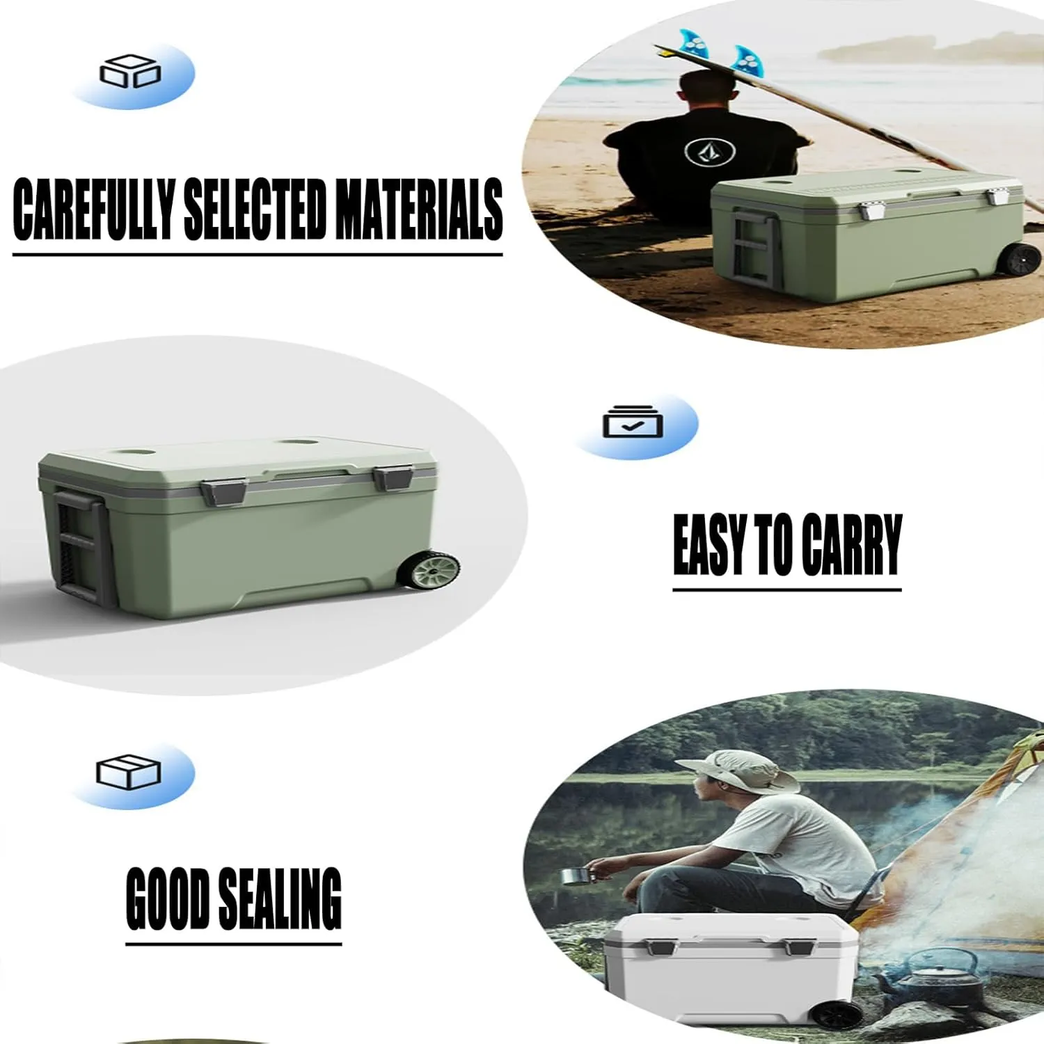 Car Camping Coolers for Buick Century/Concept/Electra E4/Electra E5/Enclave/Encore, Waterproof Portable Cooler, Leak Proof Picnic Insulated Bag, Ultra-Light Premium Ice Chest Box