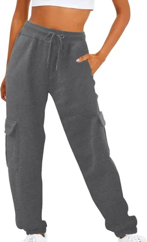 Cargo Sweatpants for Women Drawstring Casual Sweatpants Women 2024 Fall Hiking Pants with Pockets Solid Cargo Joggers