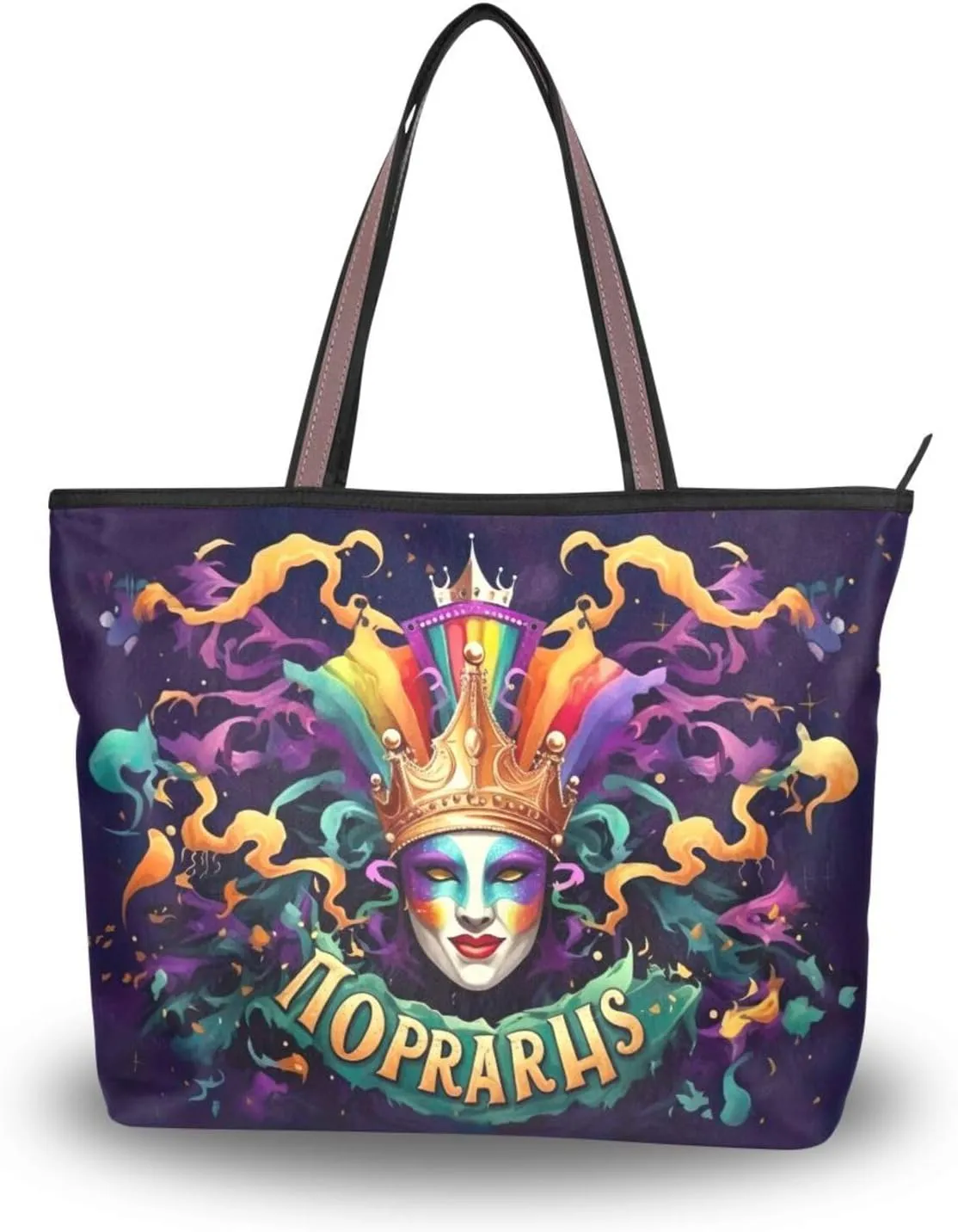 Carnival Mask Tote Bag for Women Casual Shoulder Bag Women Hobo Bag Top Handle Handbag for Shopping Travel Work