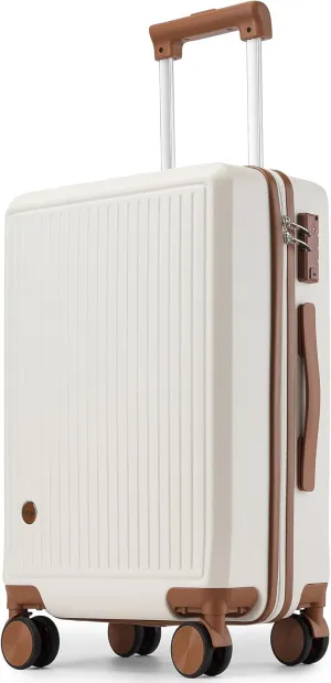 Carry on Luggage with Spinner Wheels, 22x14x9 Airline Approved Carry-on Suitcase, Small Hardside Luggage with TSA Lock,Hard Shell Suitcase,Hard Case for Travel (White, 20-Inch)