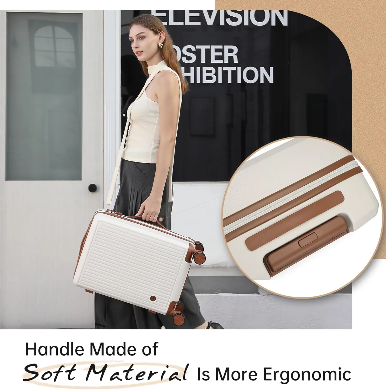 Carry on Luggage with Spinner Wheels, 22x14x9 Airline Approved Carry-on Suitcase, Small Hardside Luggage with TSA Lock,Hard Shell Suitcase,Hard Case for Travel (White, 20-Inch)