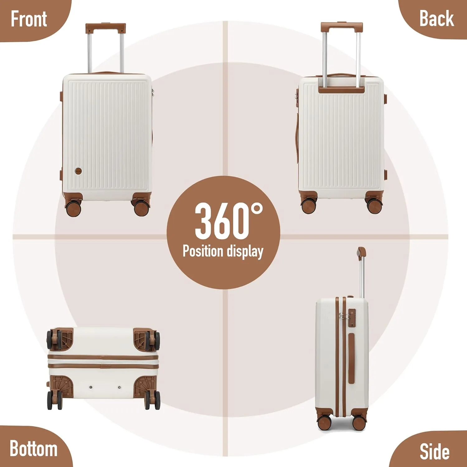 Carry on Luggage with Spinner Wheels, 22x14x9 Airline Approved Carry-on Suitcase, Small Hardside Luggage with TSA Lock,Hard Shell Suitcase,Hard Case for Travel (White, 20-Inch)