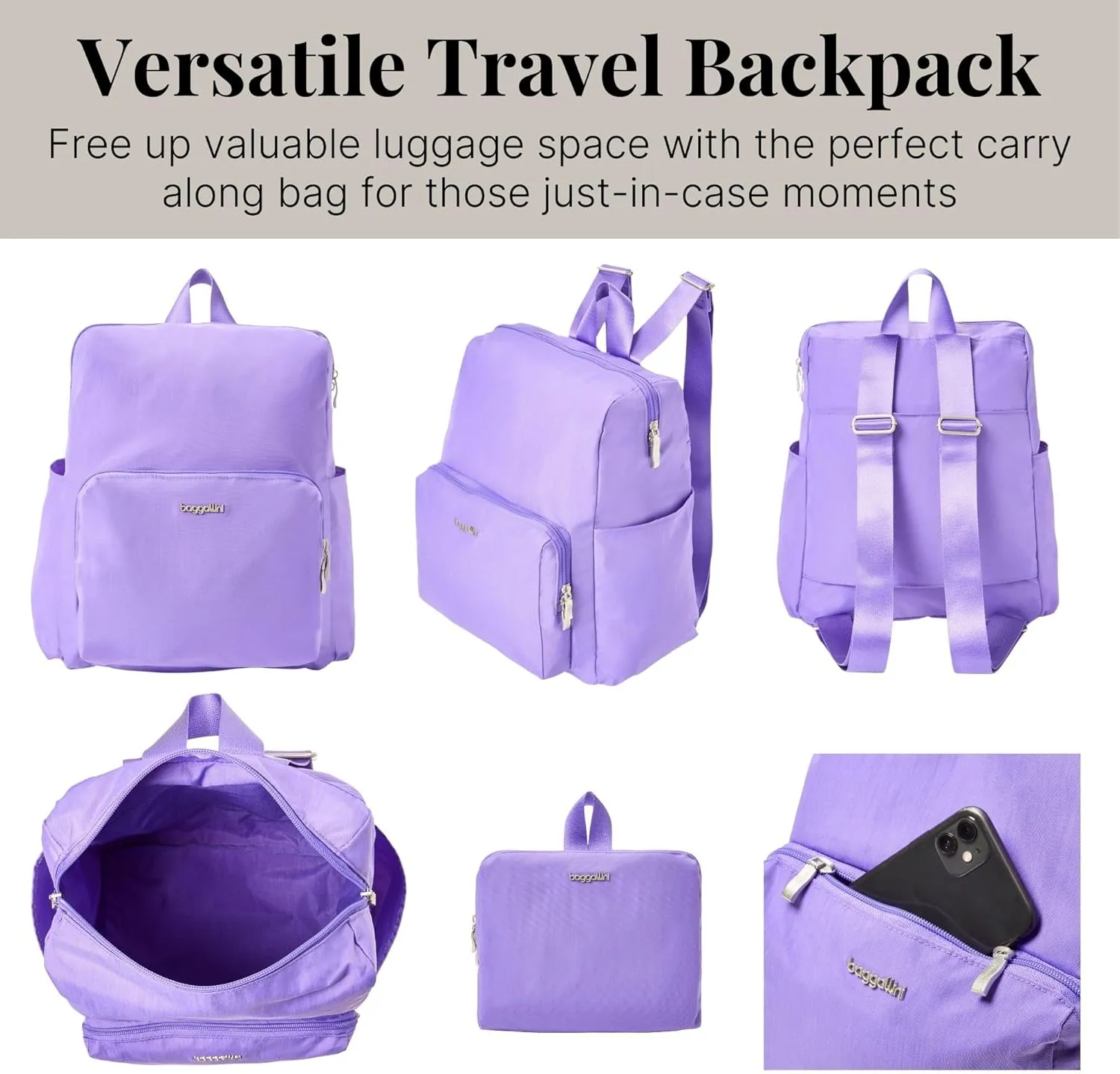 Carryall Packable Lightweight Travel Backpack 14x11" Folding Compact Nylon Washable Weekender Daypack w/Luggage Sleeve