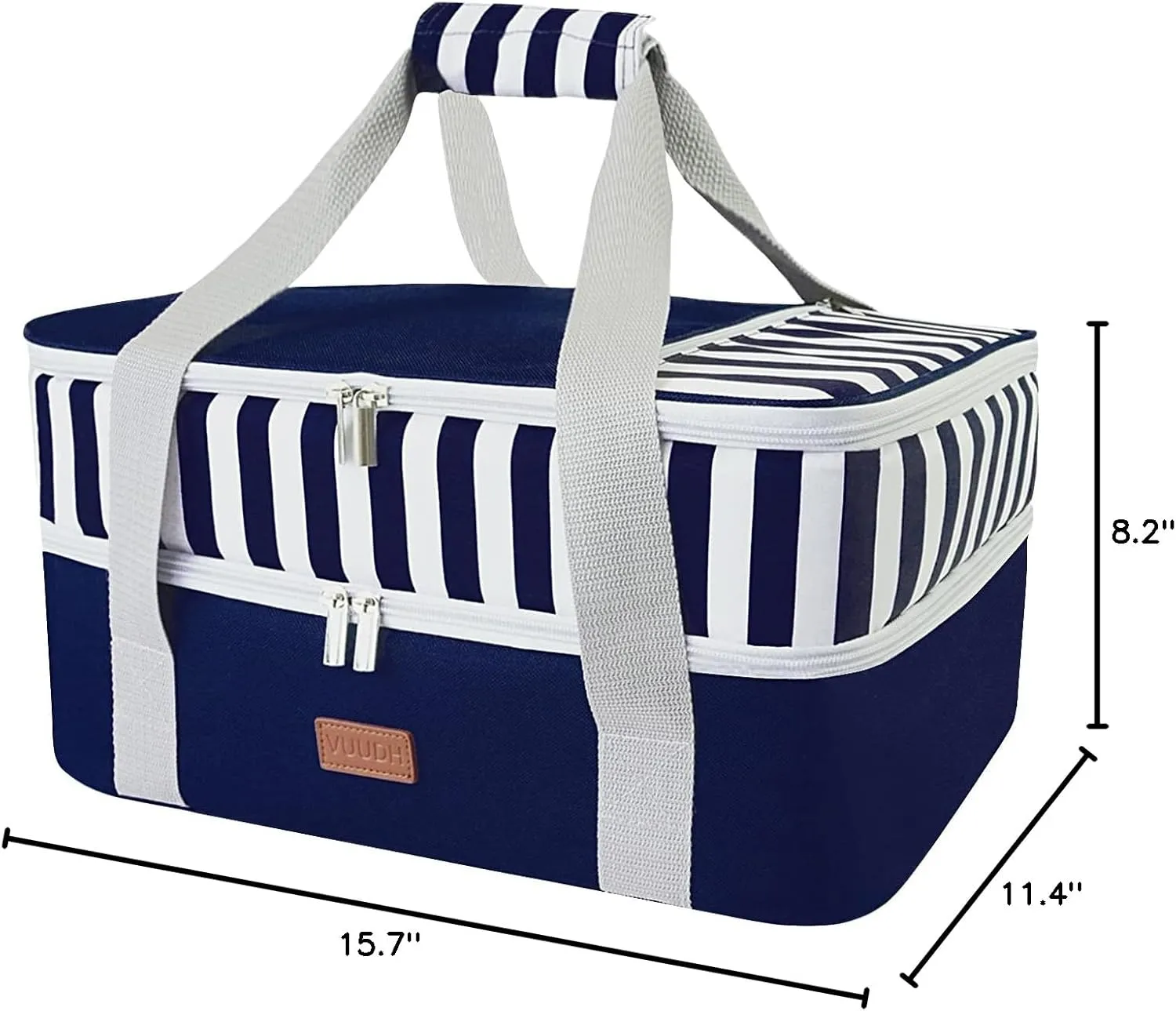 Casserole Carrier Bag - Double Decker Food Bag, Insulated Casserole Carrier for Hot or Cold Food, Lasagna Holder Tote for Picnics,Beaches,Traveling or Gifts (Blue)