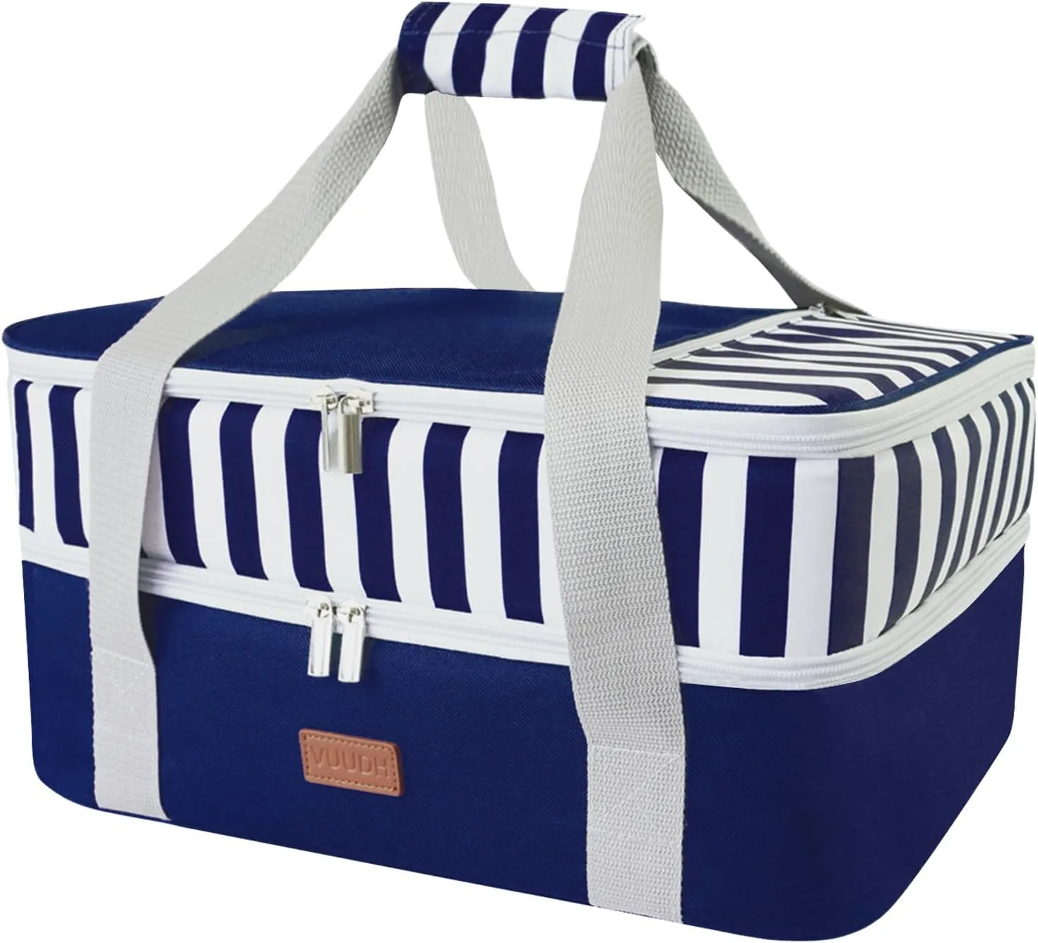 Casserole Carrier Bag - Double Decker Food Bag, Insulated Casserole Carrier for Hot or Cold Food, Lasagna Holder Tote for Picnics,Beaches,Traveling or Gifts (Blue)