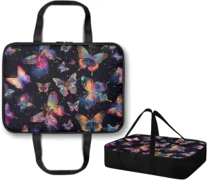 Casserole Carrier Insulated Cooler Bag Food Warmer Carrier Heat Retaining Pie Tote Thermal Lunch Bag Fits 9" x 13" Baking Dish Suitable for Potluck Picnic, Colorful Butterfly Black