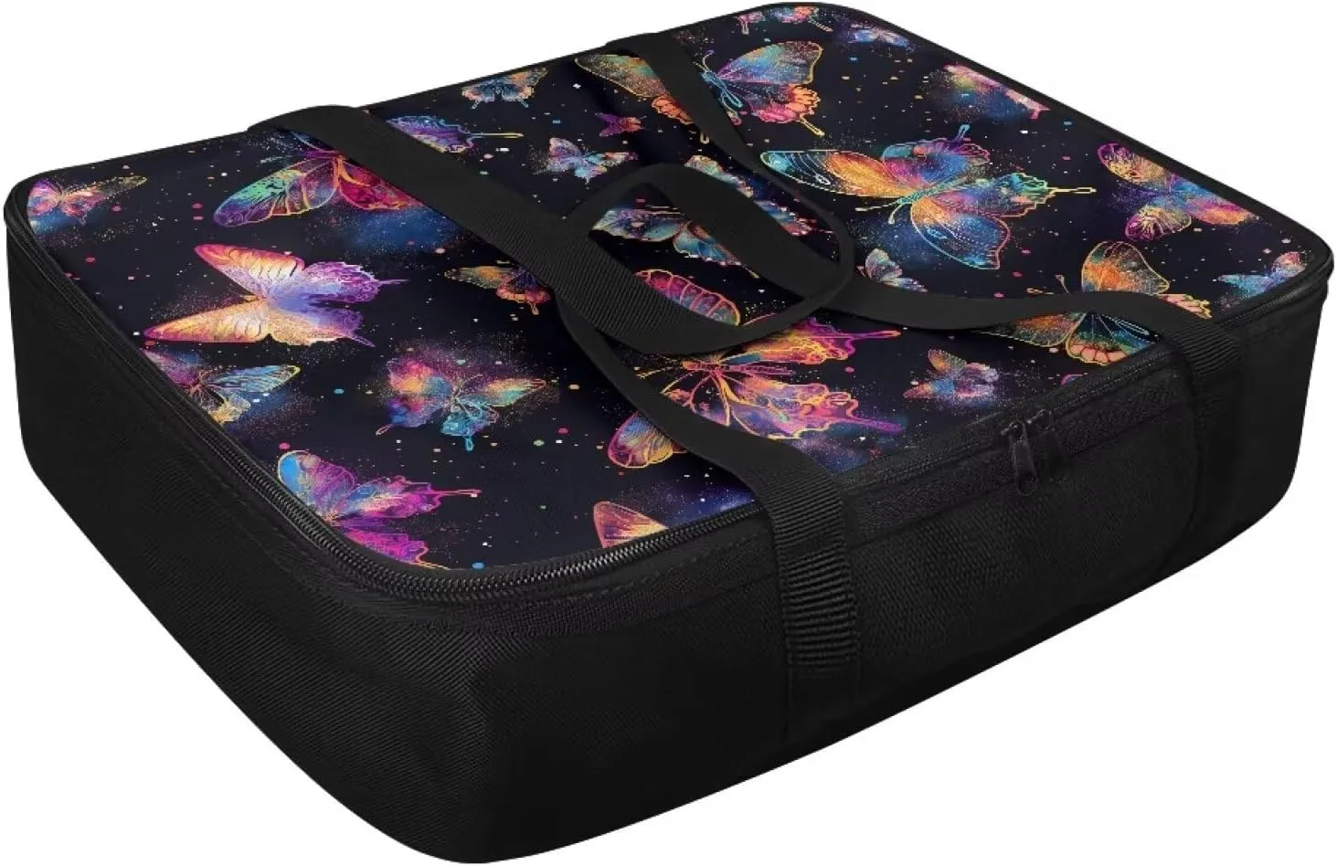 Casserole Carrier Insulated Cooler Bag Food Warmer Carrier Heat Retaining Pie Tote Thermal Lunch Bag Fits 9" x 13" Baking Dish Suitable for Potluck Picnic, Colorful Butterfly Black
