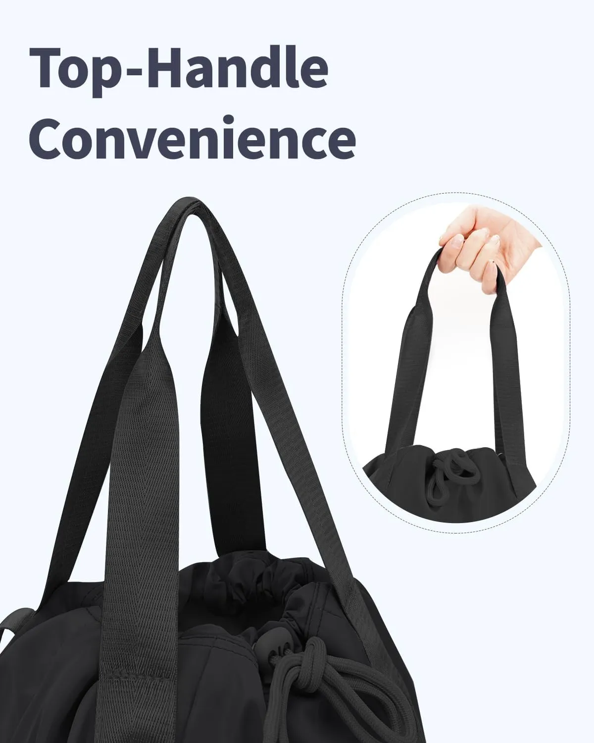 Ceneda Drawstring Backpack String Bag for Women Men Water Resistant Drawstring Bags Gym Sack with Two Zipper Pockets Sports Gym Bag (Black)