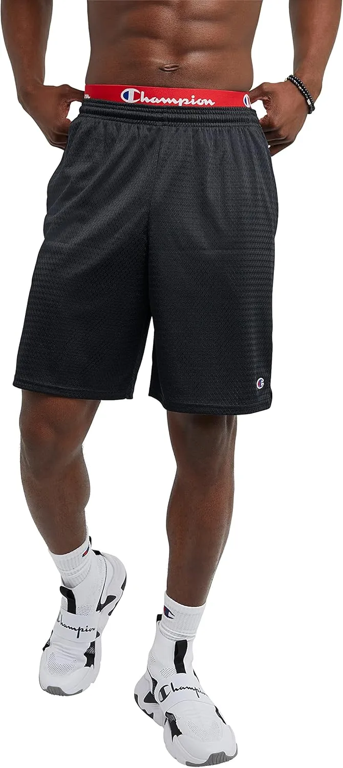 Champion mens 9" Shorts, Mesh Shorts, 9", Mesh Basketball Shorts, Mesh Gym running shorts, Black-407q88, XX-Large US