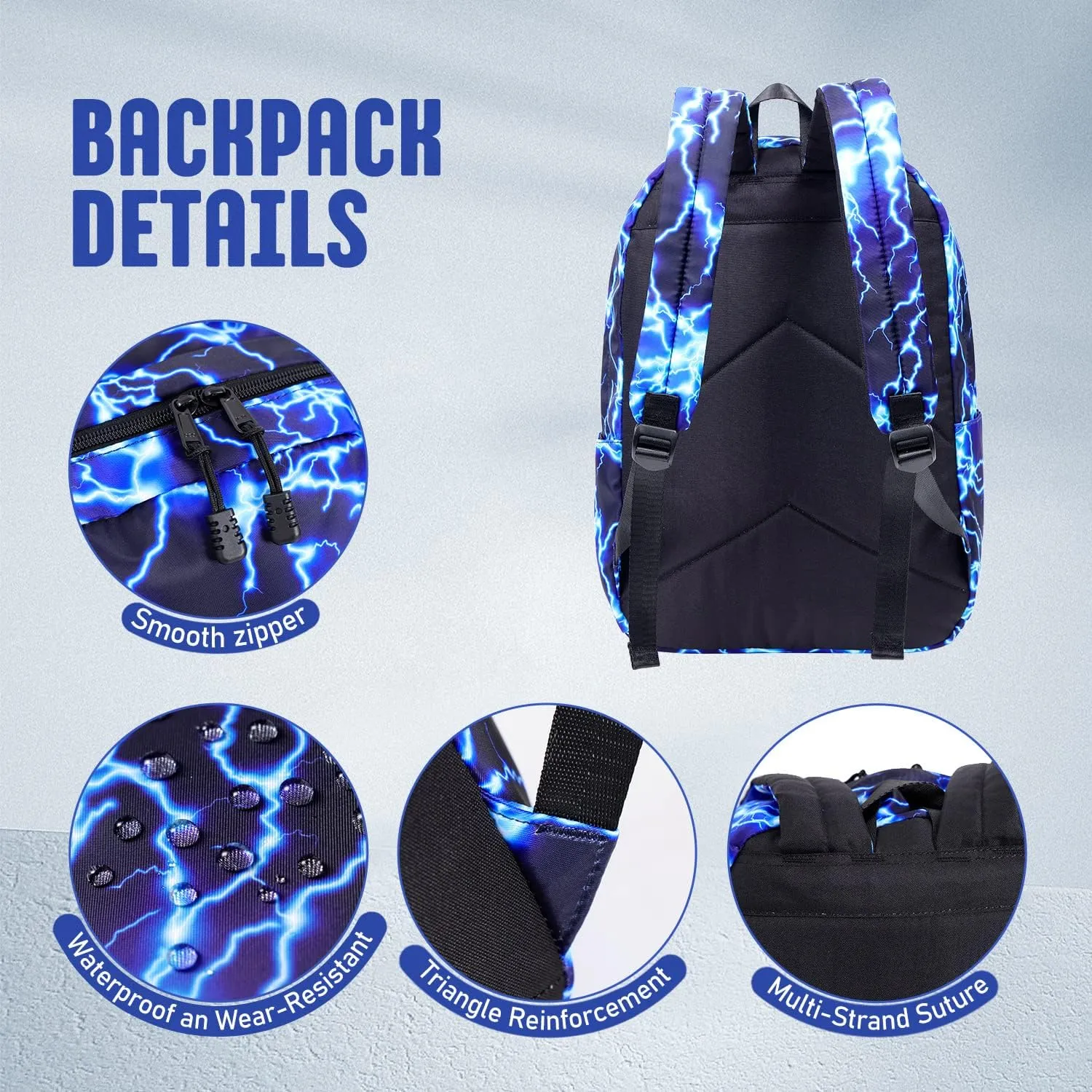 Checkered Backpack - School Backpack for Kids, Large Capacity, Waterproof, Lightweight, Black