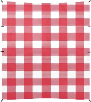 Checkered Plaid Red Foldable Beach Cabana UPF50  Water-Resistant Portable Sun Shelter with Sand Pockets for Camping, Picnics, Backyard