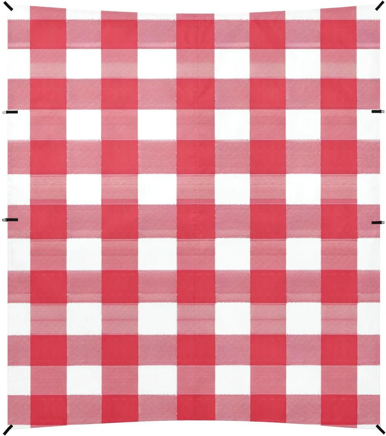 Checkered Plaid Red Foldable Beach Cabana UPF50  Water-Resistant Portable Sun Shelter with Sand Pockets for Camping, Picnics, Backyard